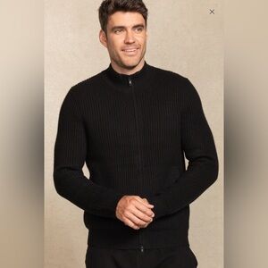 NWT NakedCashmere Tyler Fisherman Zip-Up Sweater * Black * Small